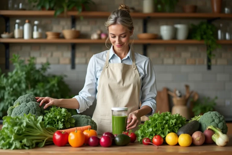 Femme préparant des légumes frais et sains pour réduire les transaminases grâce à l'alimentation