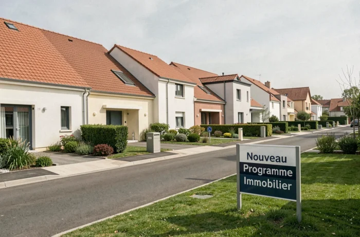 Nouveau programme immobilier résidentiel en banlieue française avec maisons contemporaines